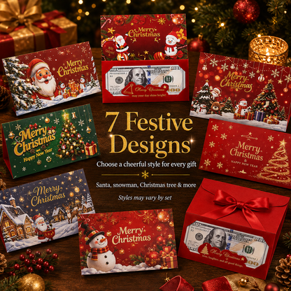 Christmas Cash Gift Envelope – 6-Slot Folding Money Holder for Holiday Gifting