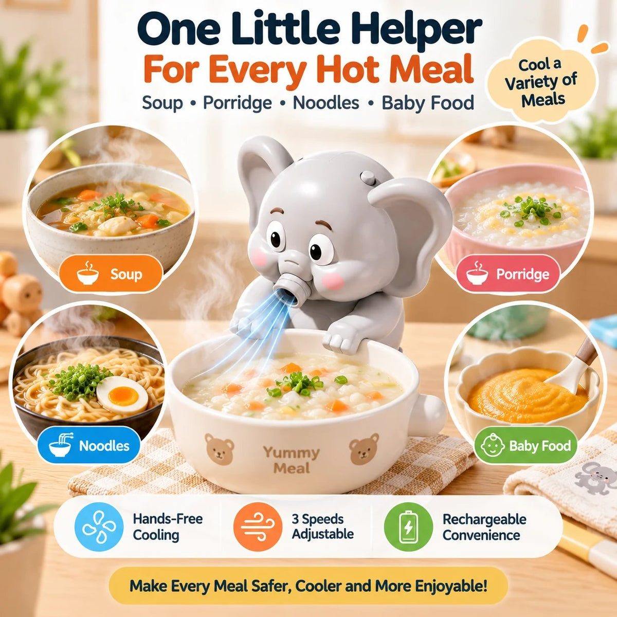 🐘 Little Elephant Food Cooling Fan | Make Hot Meals Easier