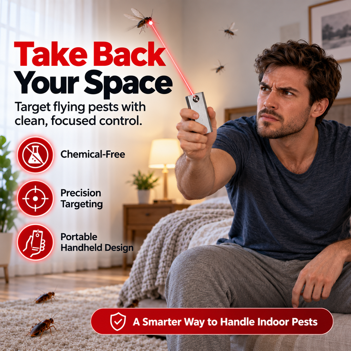 ⚡ Precision Laser Bug Control – Rechargeable Chemical-Free Handheld Pest Targeting Device