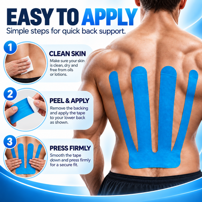 🔥  Lower Back Kinesiology Support Tape – Water-Resistant Athletic Tape