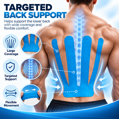 🔥  Lower Back Kinesiology Support Tape – Water-Resistant Athletic Tape