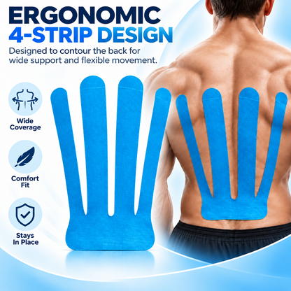 🔥  Lower Back Kinesiology Support Tape – Water-Resistant Athletic Tape