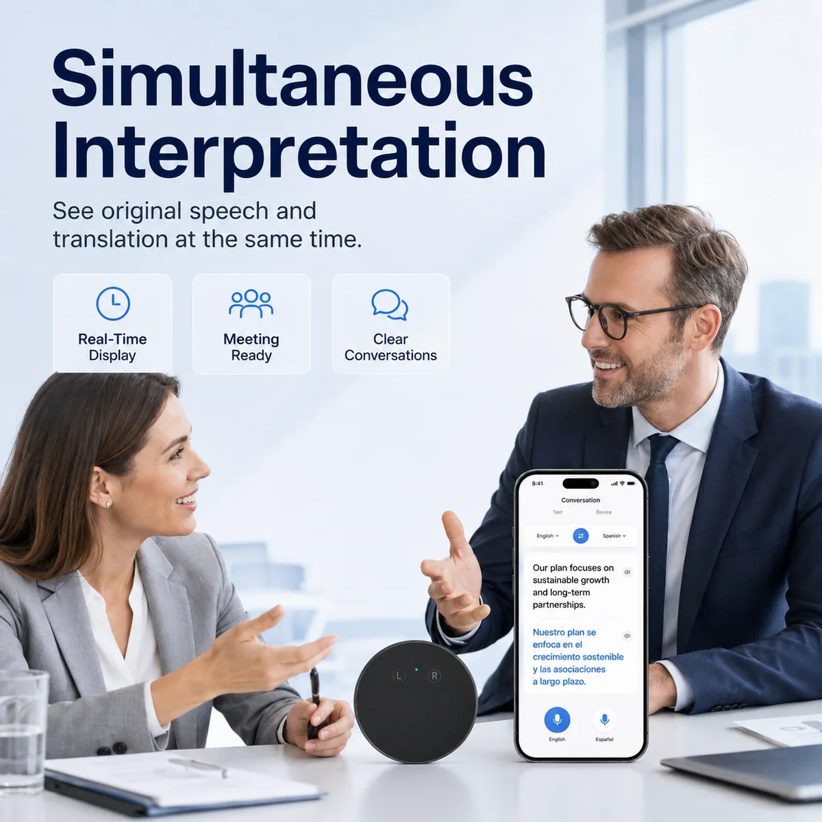 🌐 Real-Time AI Translator Device – Instant Two-Way Voice, 100+ Languages