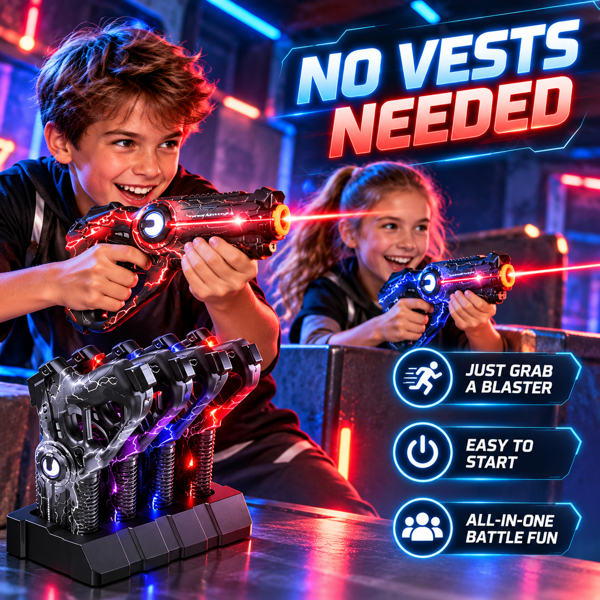 🔥 50% OFF Rechargeable Laser Tag Set 🚀 2 Player Battle Game For Family & Friends Indoor Fun