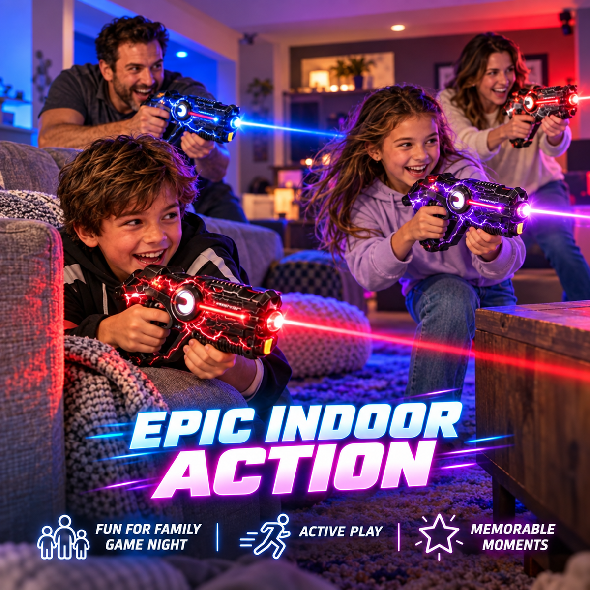 🔥 50% OFF Rechargeable Laser Tag Set 🚀 2 Player Battle Game For Family & Friends Indoor Fun