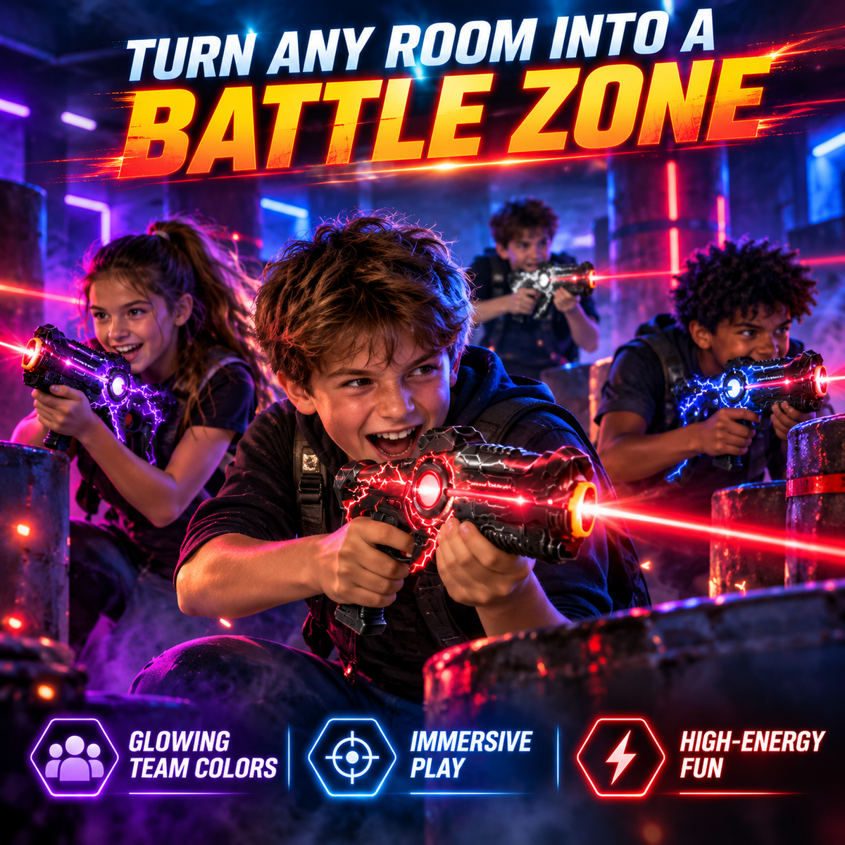 🔥 50% OFF Rechargeable Laser Tag Set 🚀 2 Player Battle Game For Family & Friends Indoor Fun