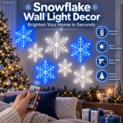 ❄️  Snowflake Wall LED Lights  – Blue & White Christmas Holiday Decor