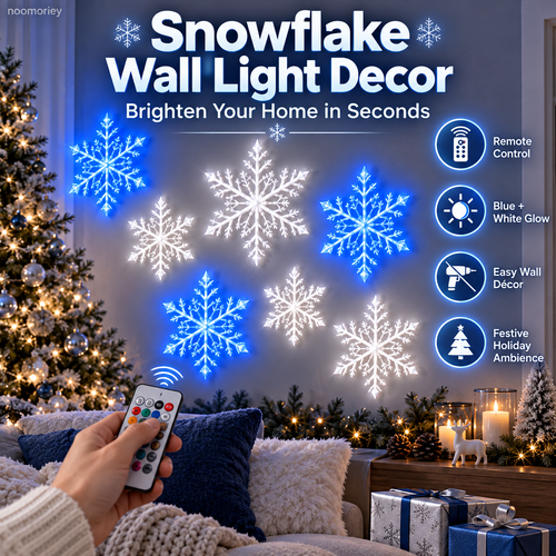 ❄️  Snowflake Wall LED Lights  – Blue & White Christmas Holiday Decor