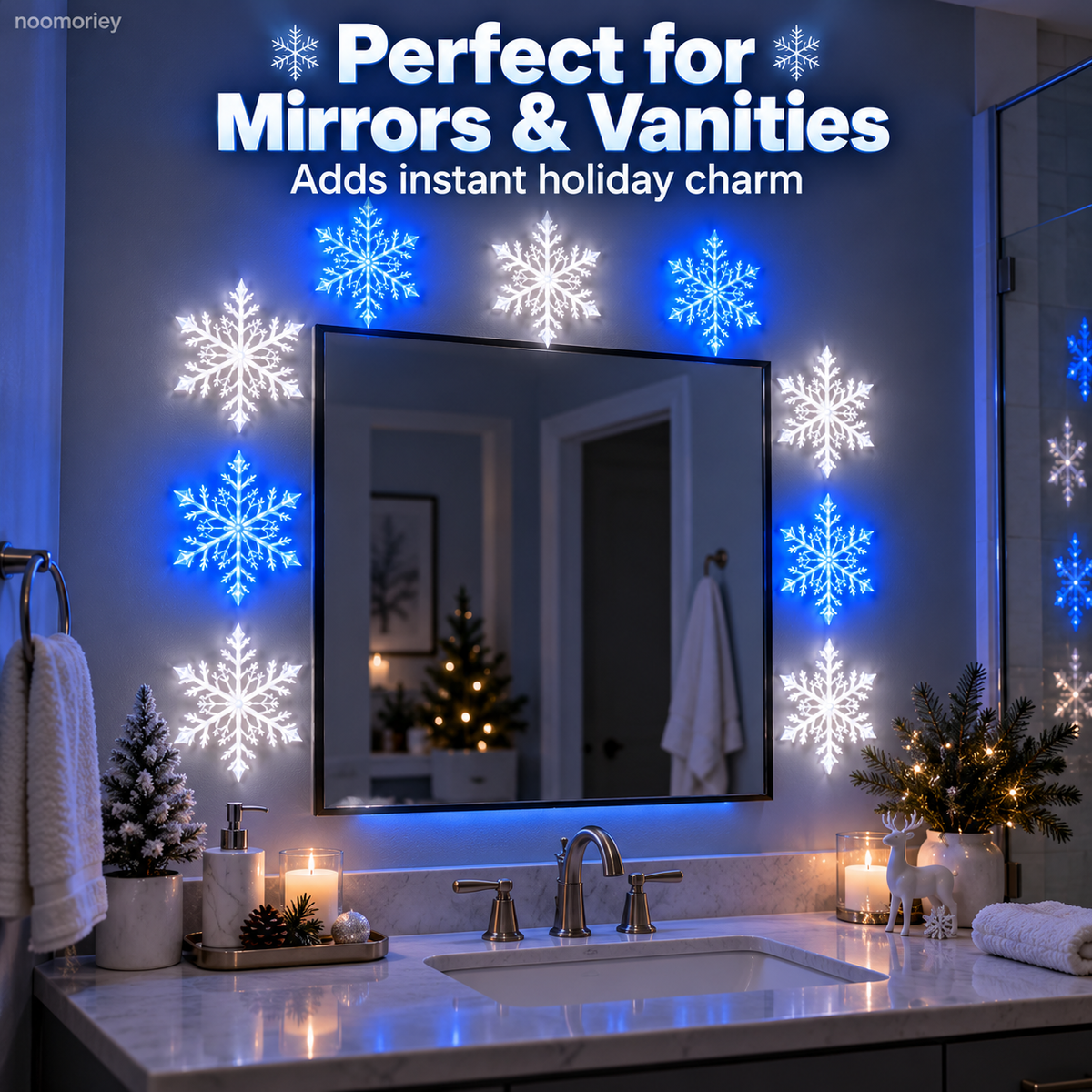 ❄️  Snowflake Wall LED Lights  – Blue & White Christmas Holiday Decor