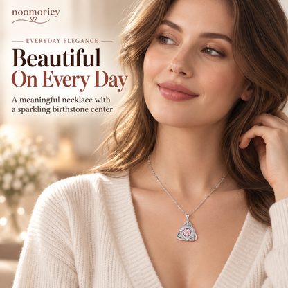 ✨ Celtic Witch’s Knot Birthstone Necklace – Personalized Geometric Pendant Gift