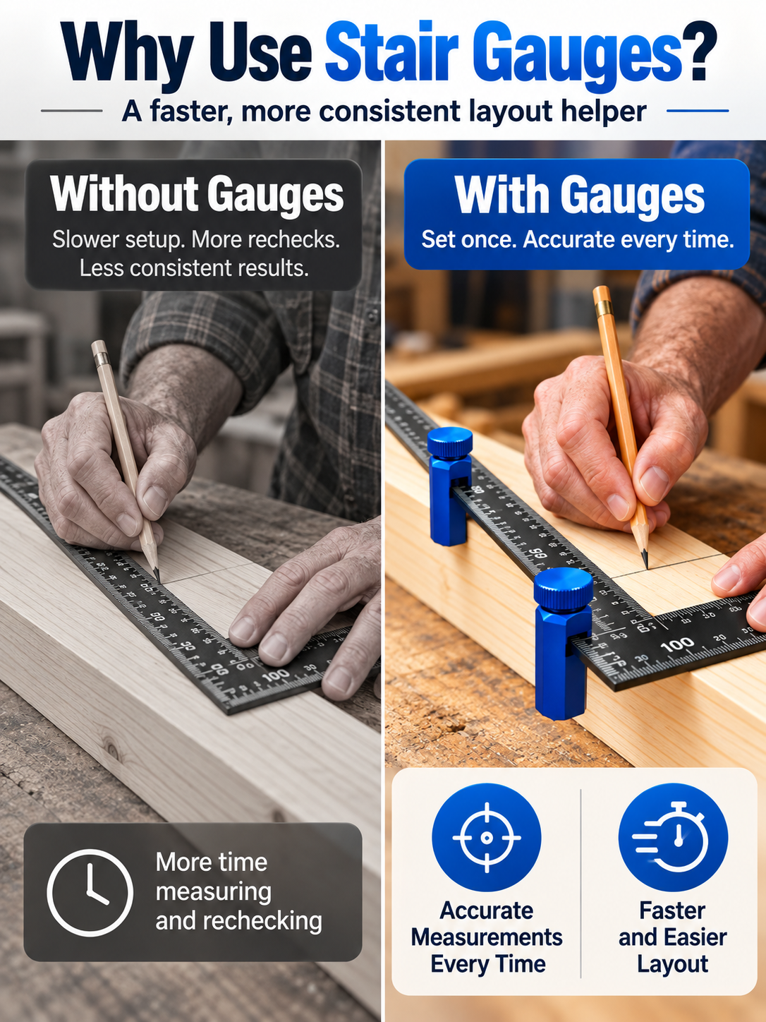 🛠️ Woodworking Deal – Stair Layout Guide Clamps 📐 Precision Positioning Tool for Stringers, Rafters & Saw Cuts 🔨