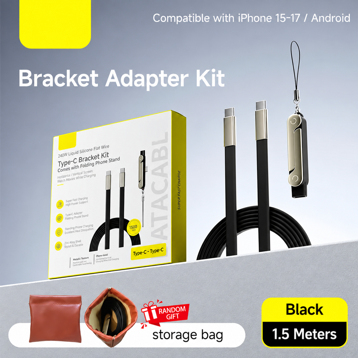 240W SuperCharge Durable 2-in-1 Detachable USB-C Power Cable Charger