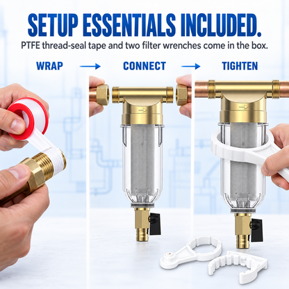 💧 Whole House Spin-Down Sediment Pre-Filter Kit – Flushable 1/2″, 3/4″ & 1″ Options