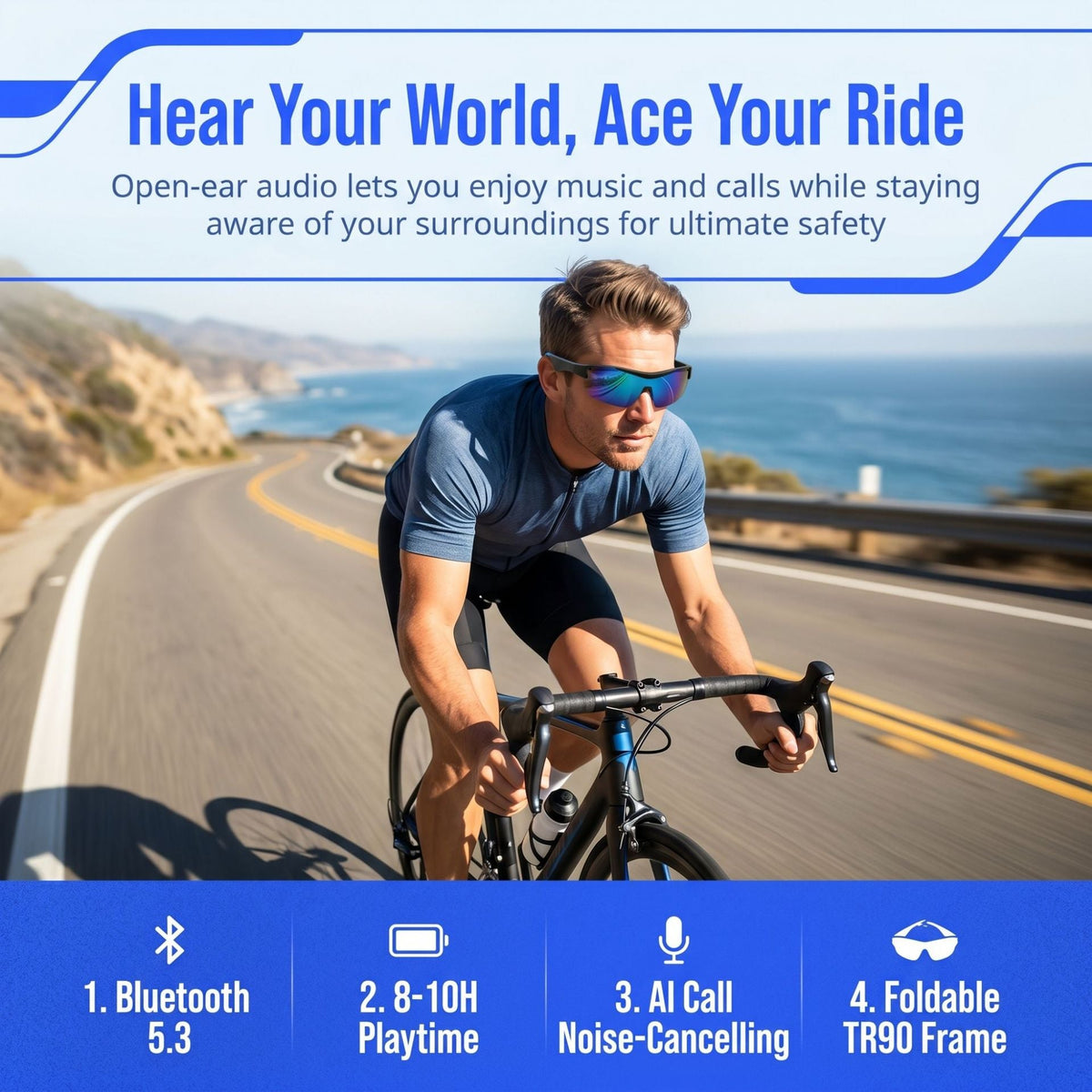 🎁Hot Sale 50% OFF⏳AI Translation Bluetooth Cycling Glasses