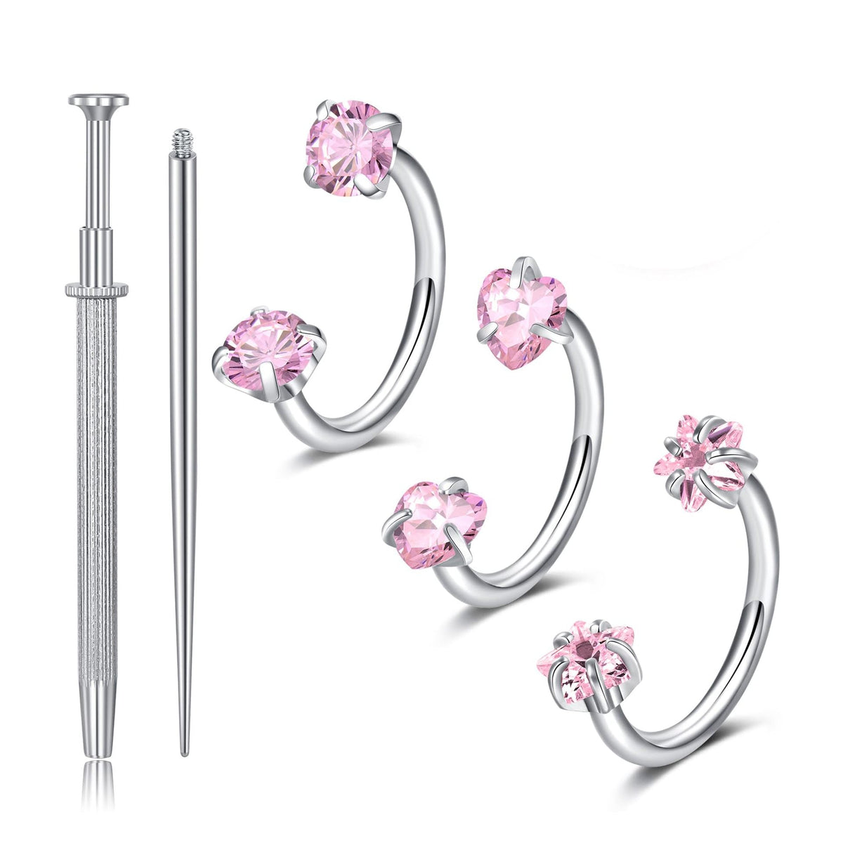 316L medical-grade titanium steel 18G 1.0mm Horseshoe Nose Hoop Internally Threaded Gems Nose Ring