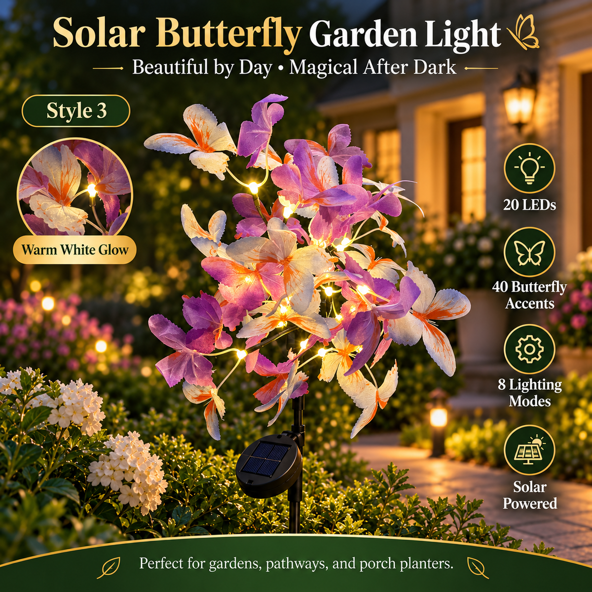 🏅2026 Best Seller 🦋✨ 50% OFF – Solar Butterfly Garden Lights | Beautiful by Day, Magical After Dark