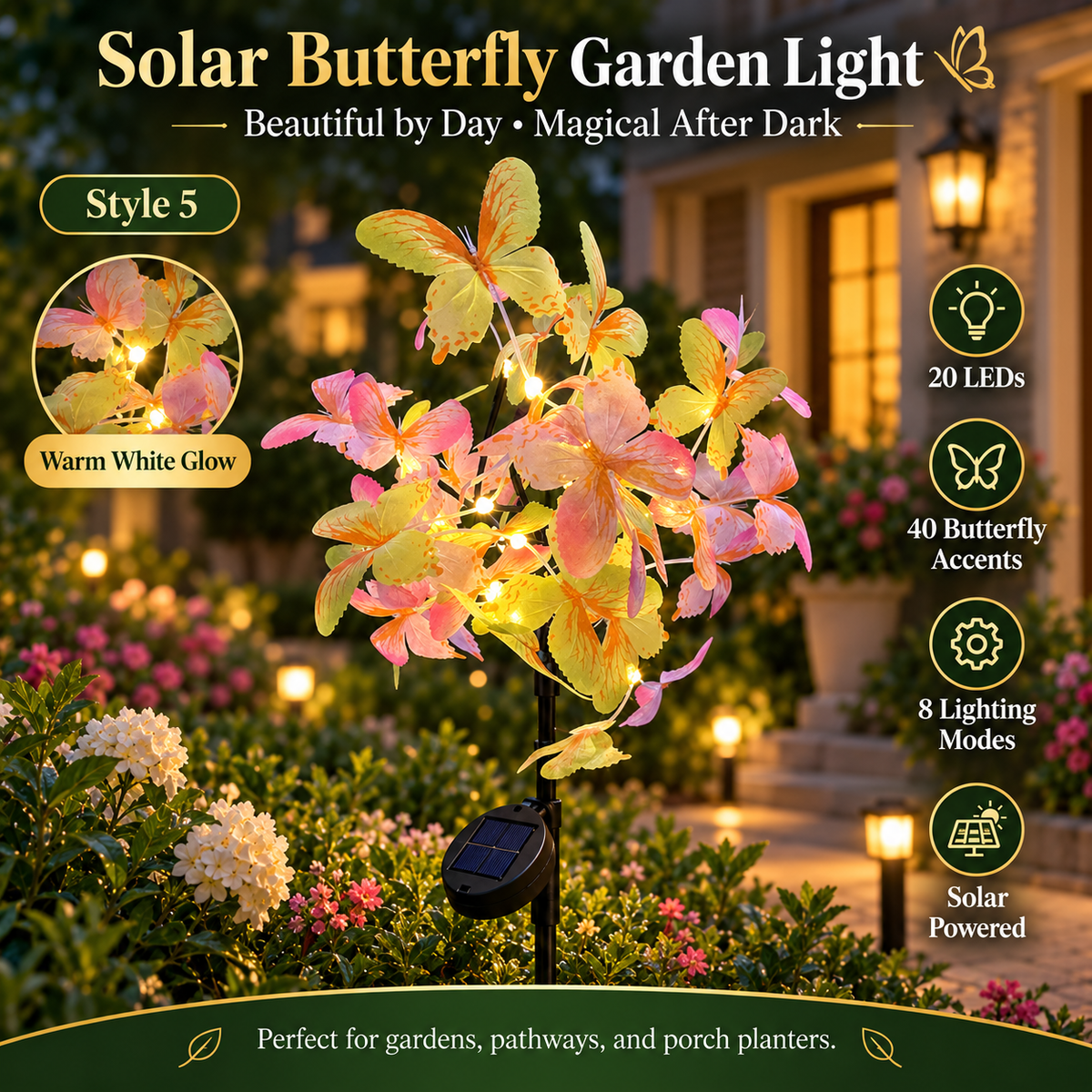 🏅2026 Best Seller 🦋✨ 50% OFF – Solar Butterfly Garden Lights | Beautiful by Day, Magical After Dark