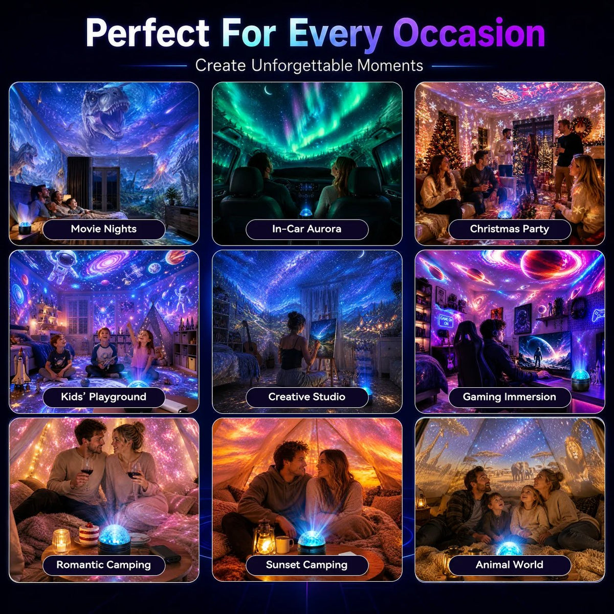 🎉🦖🎁360° Smart Holographic Starry Sky Projector
