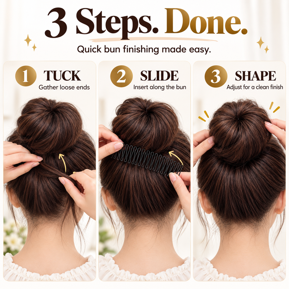 ✨ Flexible Hair Bun Styling Comb – Tuck Flyaways, Shape & Secure a Fuller Bun in Seconds
