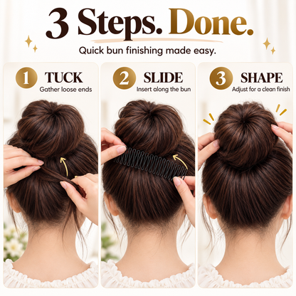 ✨ Flexible Hair Bun Styling Comb – Tuck Flyaways, Shape & Secure a Fuller Bun in Seconds