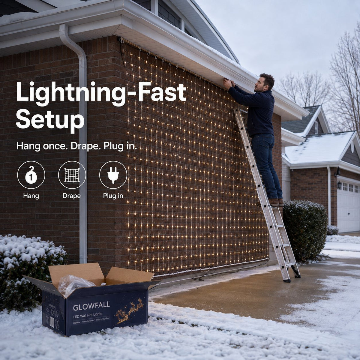 🎄✨Christmas LED House Net & Smart Outdoor Wall Curtain Light！！！