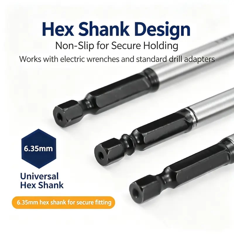 8-Piece High-Carbon Steel Wood Drill Bit Set | 4-Flute Hex Shank, 10–25mm for Wood & Plastic