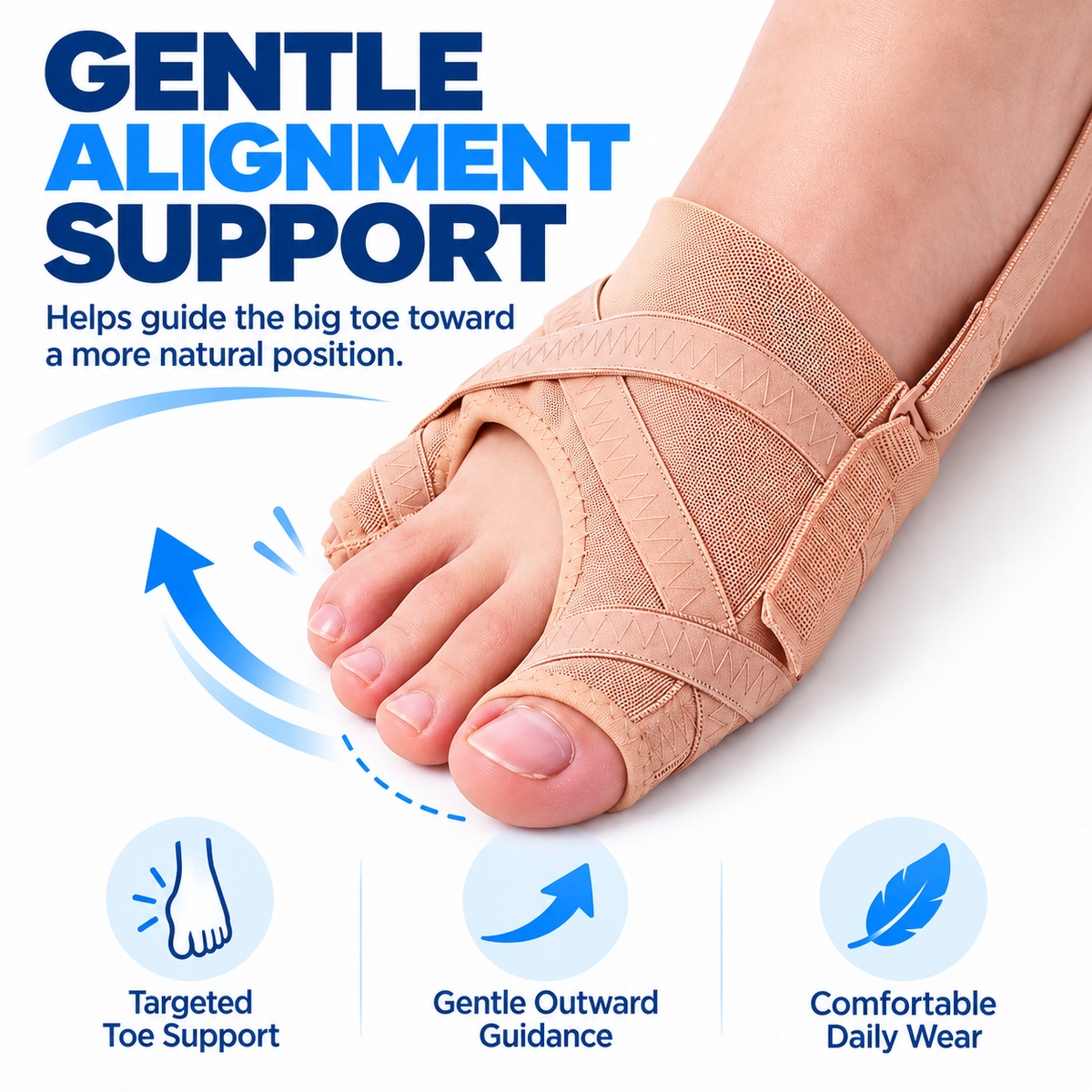🦶 5-Level Adjustable Big Toe Corrector – Toe-to-Heel Alignment Support for Everyday Comfort