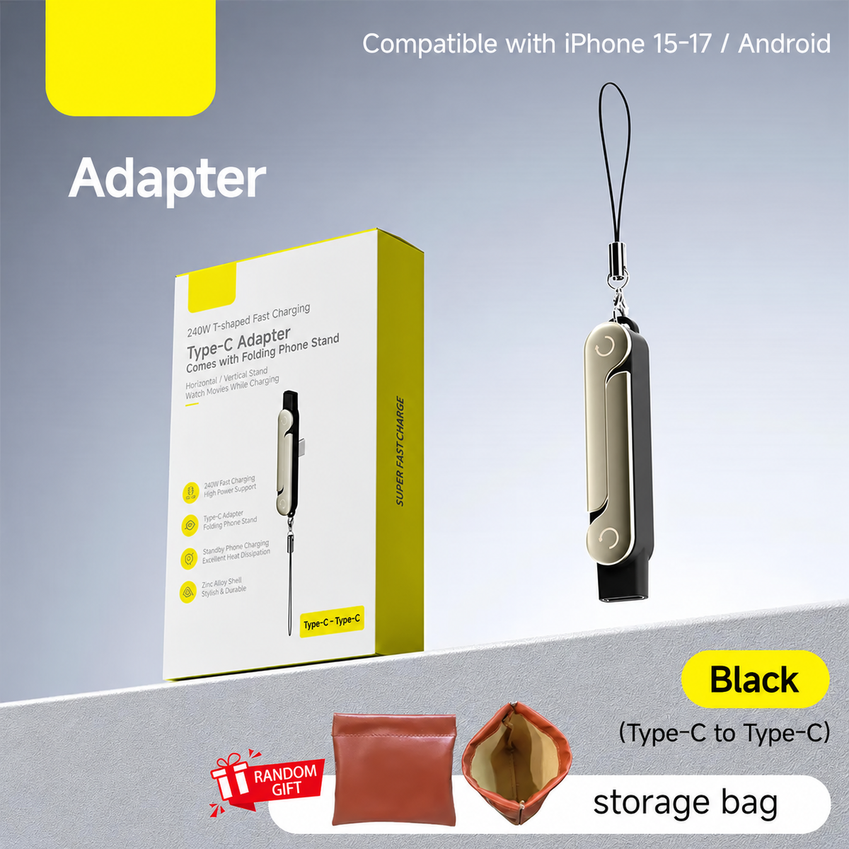 240W SuperCharge Durable 2-in-1 Detachable USB-C Power Cable Charger