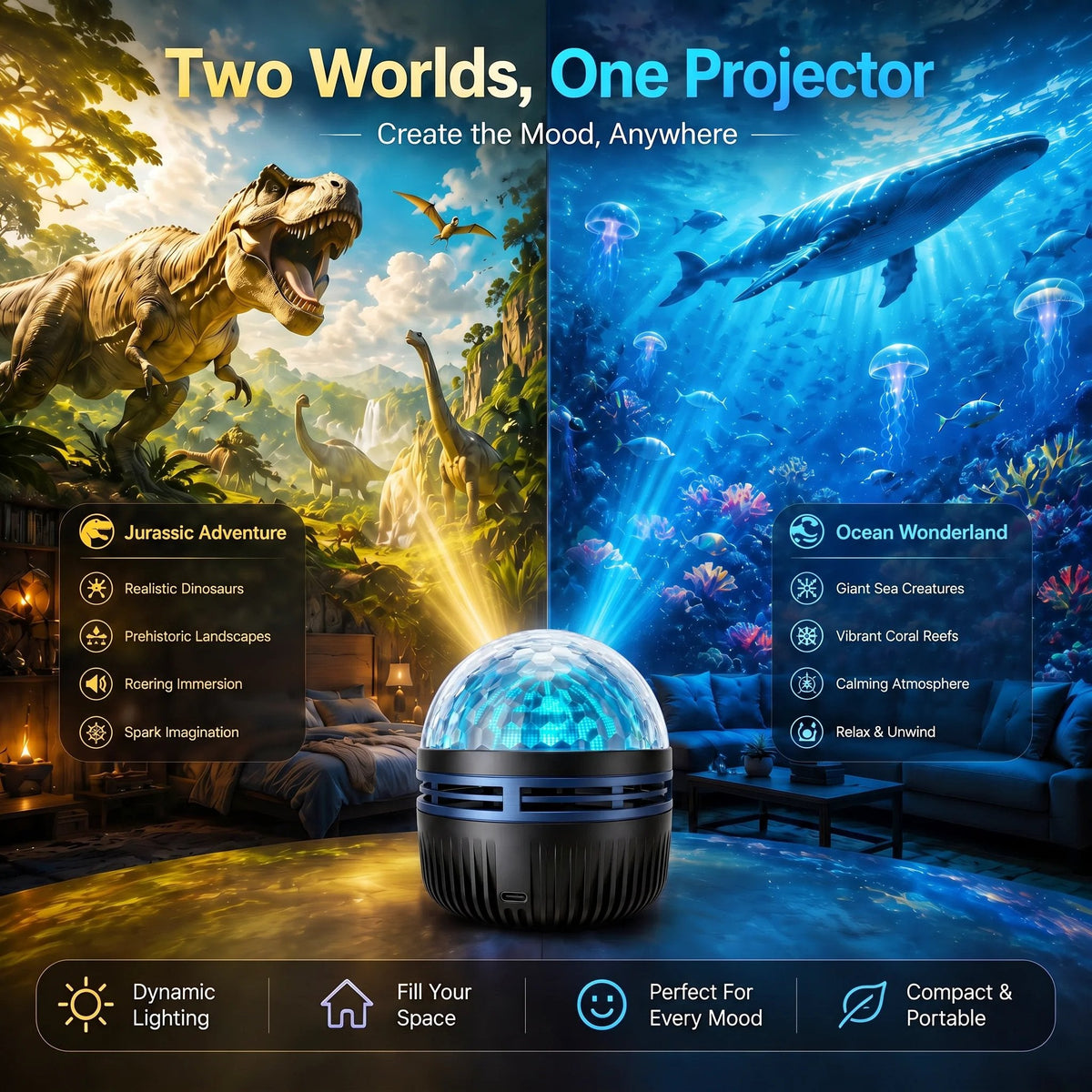 🎉🦖🎁360° Smart Holographic Starry Sky Projector