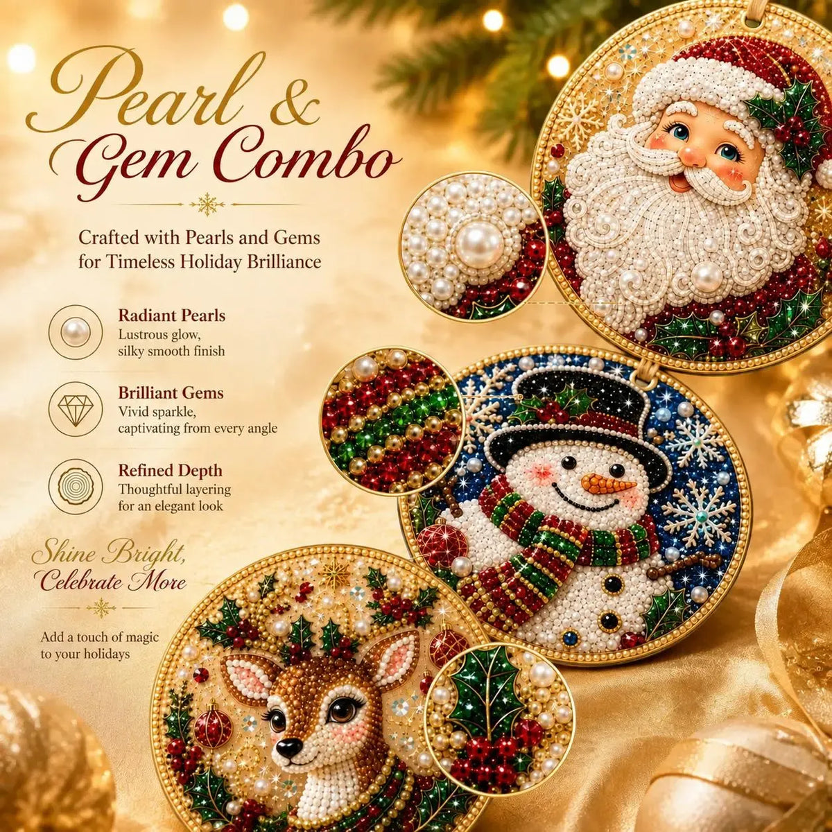 🔥🎁6Pcs/12Pcs Christmas DIY Diamond Painting Ornaments Kit, Xmas Tree Hanging Pendant🎄