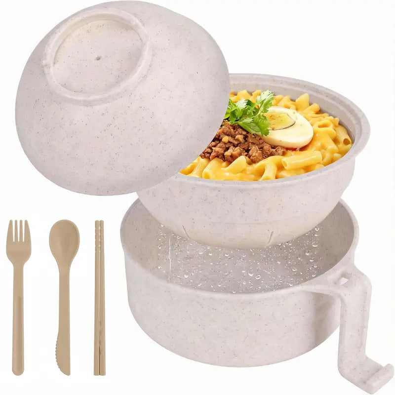 43oz (1300ml) Ergonomic Wheat Straw Microwavable Pig Ramen Cooker Bowl