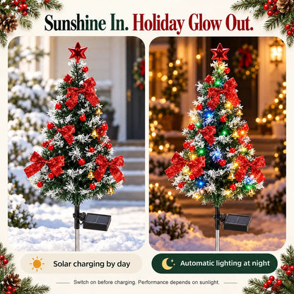 4-packs🎄 Solar Christmas Tree Lights/Suitable for use in a garden or in front of a headstone