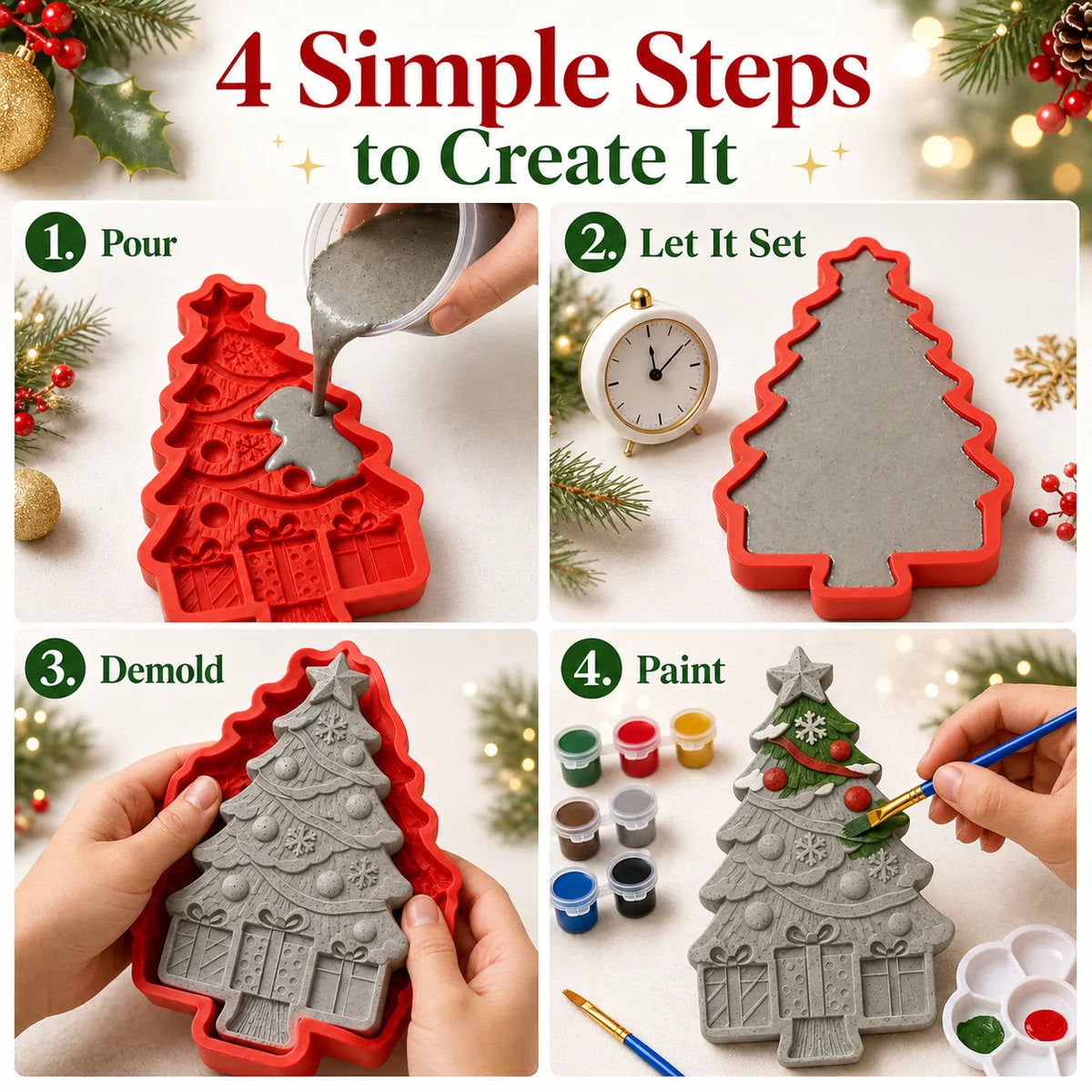🎄 DIY Christmas Tree Mold & Paint Craft Kit