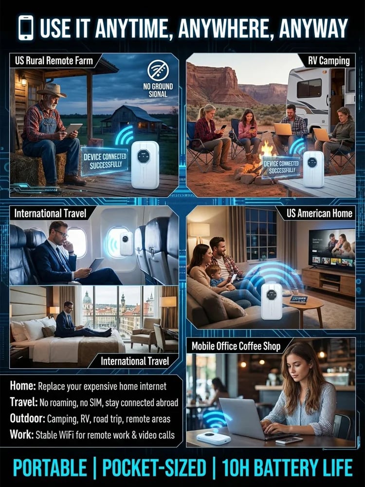 Boundless Portable Wi‑Fi | Global Coverage, Free for Life, No SIM, No Contract, No Hidden Costs
