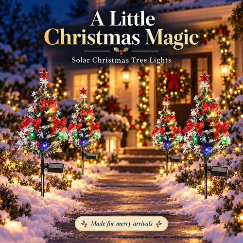 4-packs🎄 Solar Christmas Tree Lights/Suitable for use in a garden or in front of a headstone