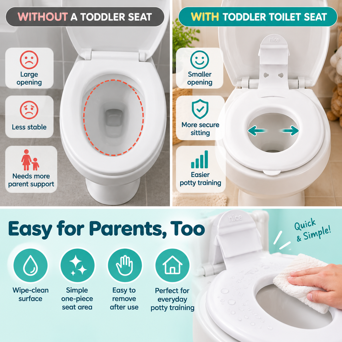 🚽 Toddler Toilet Training Seat – Secure, Comfortable & Easy-to-Install Potty Seat for Little Ones
