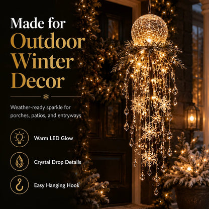 ❄️Crystal Cascade Christmas Light – Hanging Snowflake & Crystal LED Porch Décor ✨