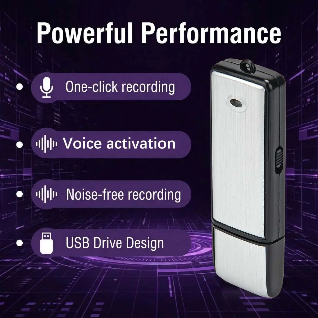 USB Flash Drive Voice Recorder 2-in-1 – Voice Activated, Smart Noise Reduction, Auto File Save