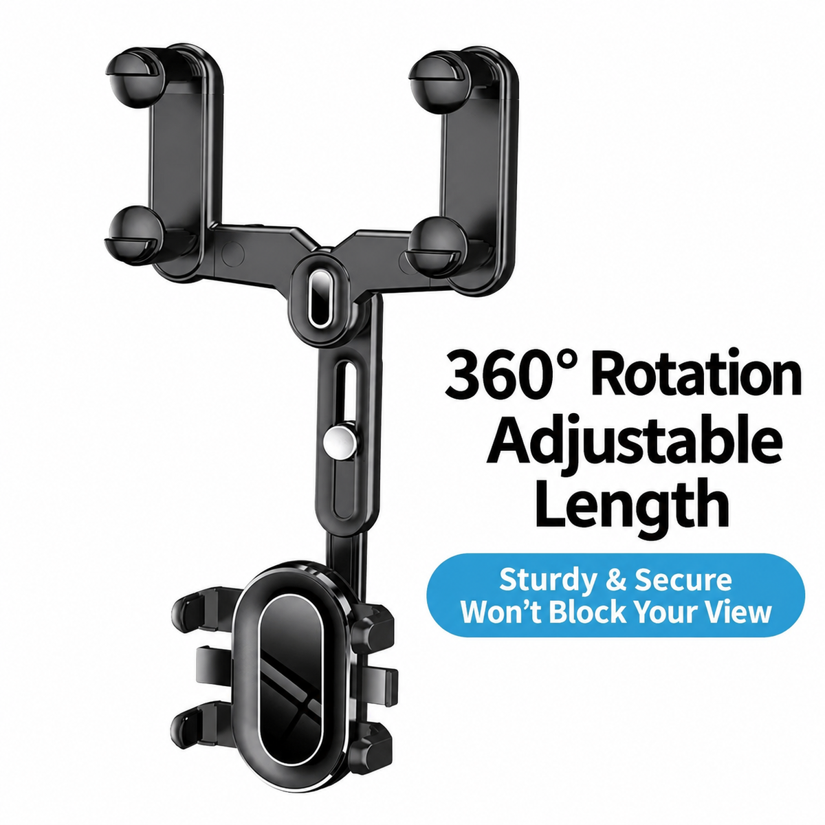 💥360° Rotatable and Retractable-Car Rearview Mirror Phone Holder