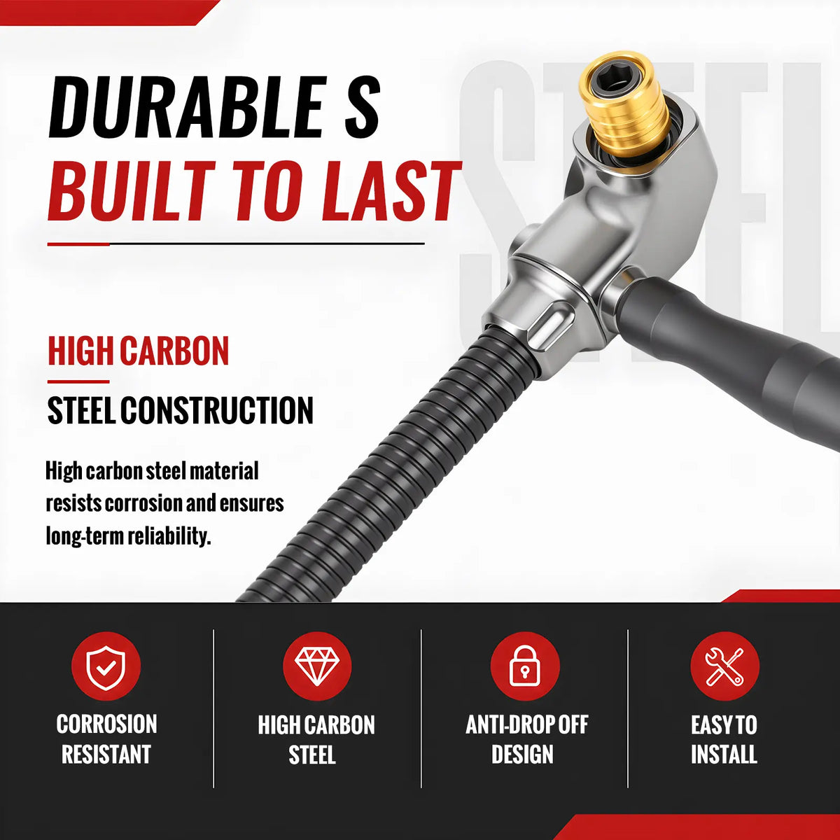90-Degree Right Angle Drill Attachment, Swivel Corner Drill Adapter Tool for Confined Spaces, Heavy-Duty Electric Drill Extension for Furniture, Closets, and Woodworking