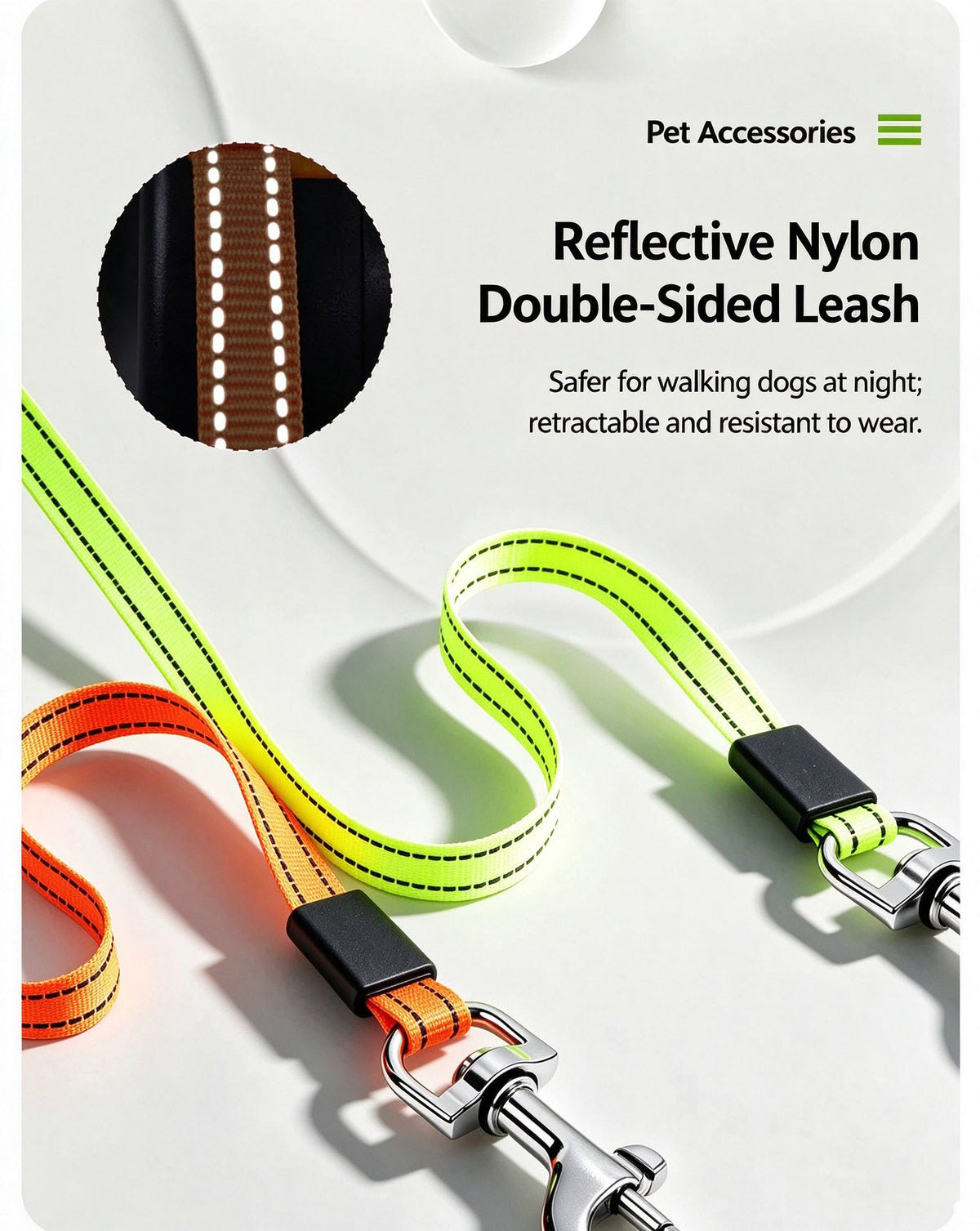 Retractable Dog Leash 2-in-1 — Hands-Free Control with One-Touch Braking & Built-in LED Light