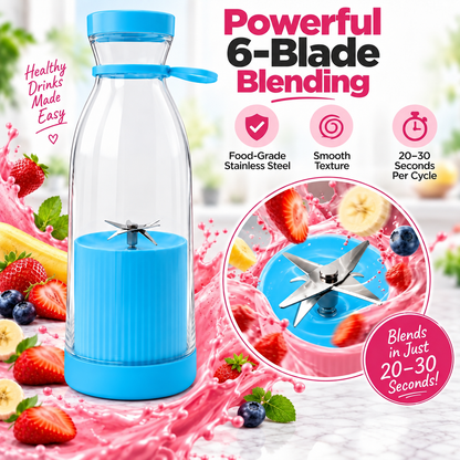 ⚡Portable Juicer Cup with Handle – USB Rechargeable Mini Blender for Shakes & Fresh Juice