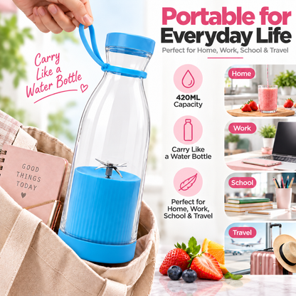 ⚡Portable Juicer Cup with Handle – USB Rechargeable Mini Blender for Shakes & Fresh Juice