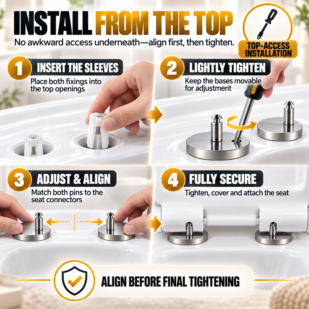 🔩 Top-Fix Toilet Seat Expansion Hinge Repair Kit – Rock-Solid Wobble Fix 🚽