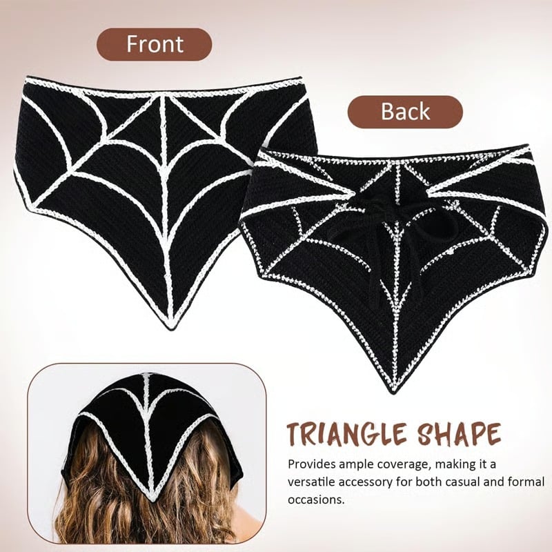 🕷️ Halloween Spider Web Knit Headscarf 🕷️