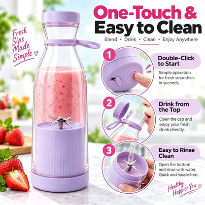 ⚡Portable Juicer Cup with Handle – USB Rechargeable Mini Blender for Shakes & Fresh Juice